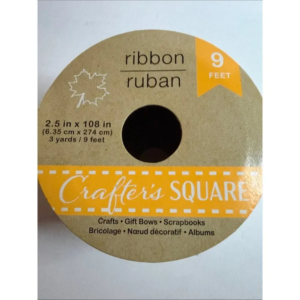 Crafter's Square Zigzag Chevron Ribbon - Cream with Green & Brown Accents